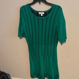GB girls Green Tunic Dress with Black Stitch Detail
